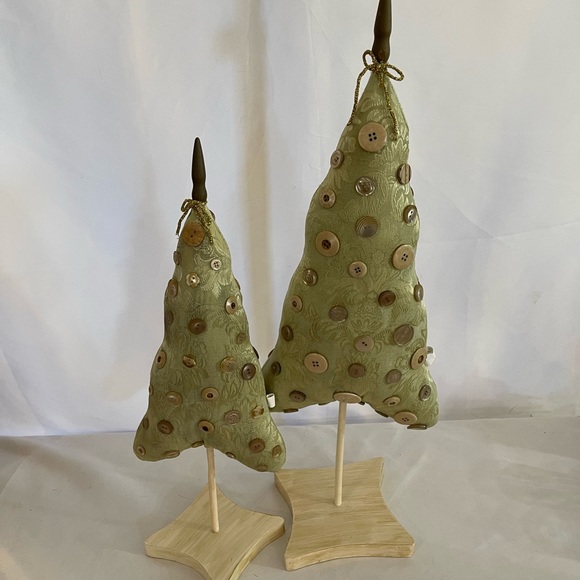 Stuffed Fabric Button Decorative Trees-set of 2 - Picture 14 of 15
